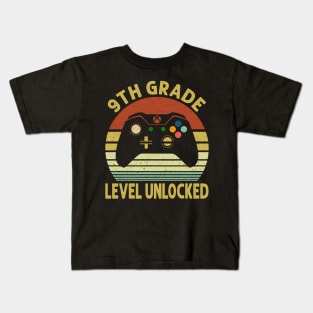 9th Grade Level Unlocked First Day of School Video Gamer Kids T-Shirt